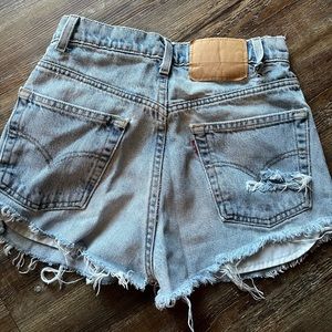 Super worn Levi light wash 505 Jean shorts